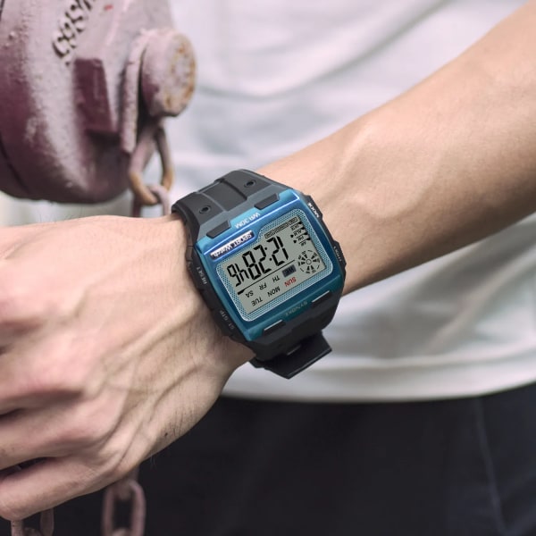 SYNOKE Digitala klockor för män Utomhussport Mode Multi Vattentät Stor urtavla Lysande armbandsur Väckarklockor män Blue