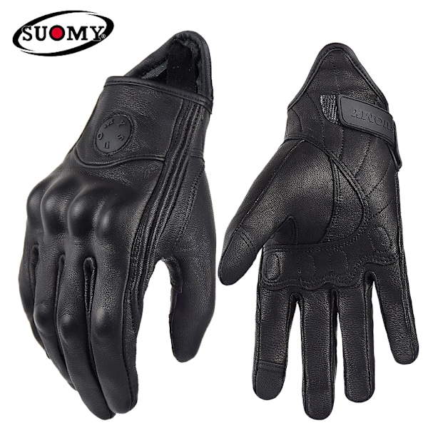 Suomy Sommar Brun Motorcykelhandskar Fingerlösa Getläder Moto Åkhandske Halv Finger Retro Herr Dam Motorcykel Halv Handske SU14 Black M