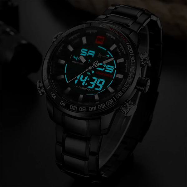 Herrklockor Lyxmode Watch NAVIFORCE Märke Herr Quartz Analog Digital klocka Man Vattentäta klockor i rostfritt stål SBR-BOX