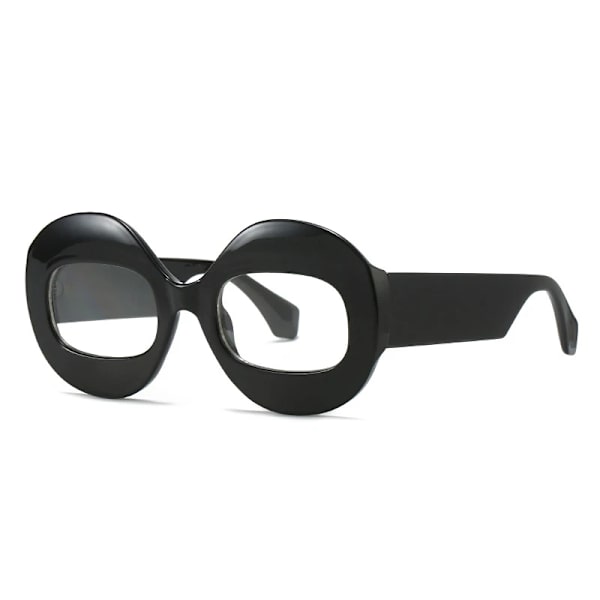 SO&EI Mode Rund Kontrast Färg Dam Solglasögon Retro Oval Klar Gradient Lens Shades UV400 Män Trendiga Punk Solglasögon Black clear As the picture