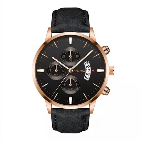 Watch Mode Sport Handled Legering Case Läderband Quartz Business Armbandsur Kalenderklocka Present 07 Rose Gold