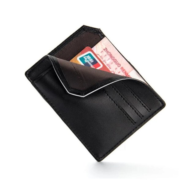 Baellerry Men Läder Kontant ID-korthållare Ultra Slim Visitkort Plånbok Herr Myntväska Case Plånbok Porta Tarjetas Black