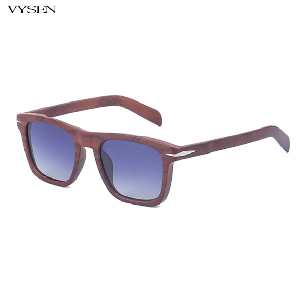 Fyrkantiga Lyxiga Polariserade Solglasögon Män Kvinnor 2022 Retro märkesdesigner Polar Solskydd Glasögon Man Nya Oculos De Sol Masculino C6 Tea Wood Grain With the box