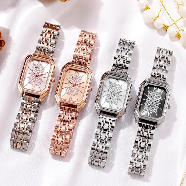 2022 nya klockor för kvinnor fyrkantiga retro watch stålarmband watch reloj mujer black silver belt