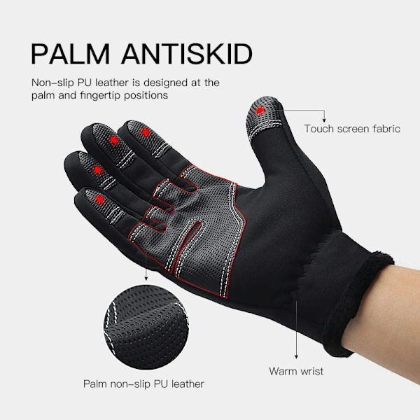 Kyncilor Herr Dam Vinterhandskar Touch Vattentäta Cykelhandskar Sporthandske Thermal fleece Motorcykel Löp Skidhandskar A0020-BU M