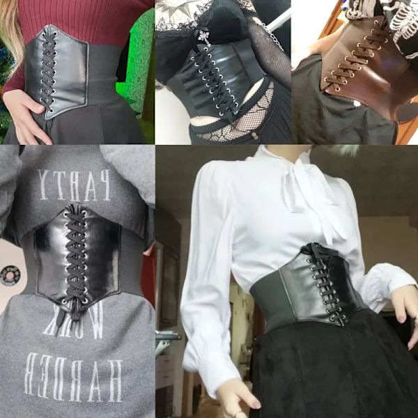 Korsett Breda Bälten Pu Läder Slimming Body Midjeband För Kvinnor Elastiska midjebälten Cinto Sobretudo Feminin Ceinture Femme Fajas Red 1 65-70cm