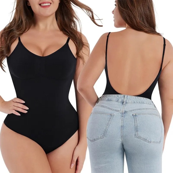 Stringtrosa Sömlös Bodysuit Shapewear För kvinnor Magkontroll Slimming Slida Push Up Buken Body Shapers Linnen Black L