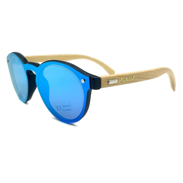 Märke Vintage solglasögon i trä män polariserad UV400 platt lins bågfri fyrkantig båge dam solglasögon Oculos Gafas S 02 sky blue