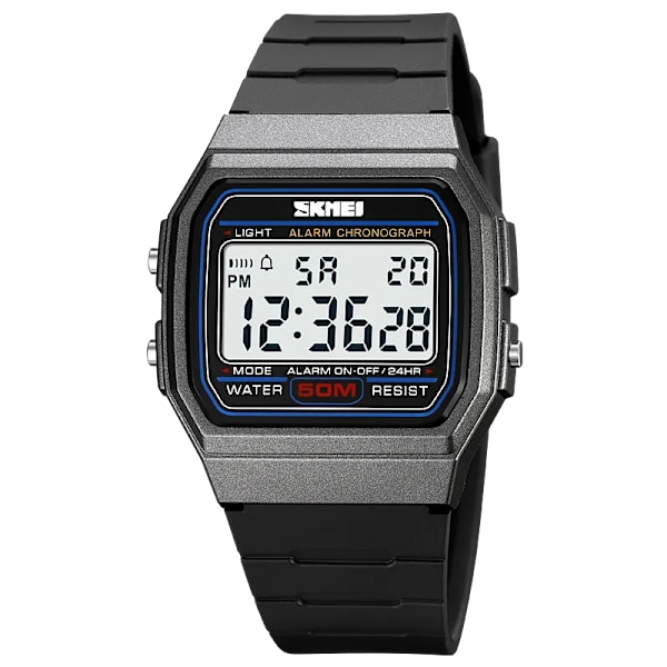 SKMEI Military Chrono Date Week Armbandsur Topp Märke Tillbaka Digitala Sportklockor Herr 5Bar Vattentät Väckarklocka reloj hombre Grey white