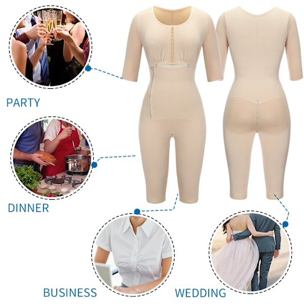 Helkroppsformare Kvinnor Body Shapewear Magformare Magen Smalare Fast kontroll Slida Fajas Dragkedja Gaine Post Partum Beige M