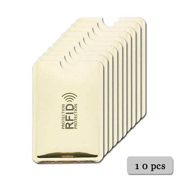 Anti Rfid-korthållare NFC-blockerande läsare Lås ID Bankkortshållare Student Söta ID-kort Plånbok Pass Business Bancaire Case 10 pcs Light-gold