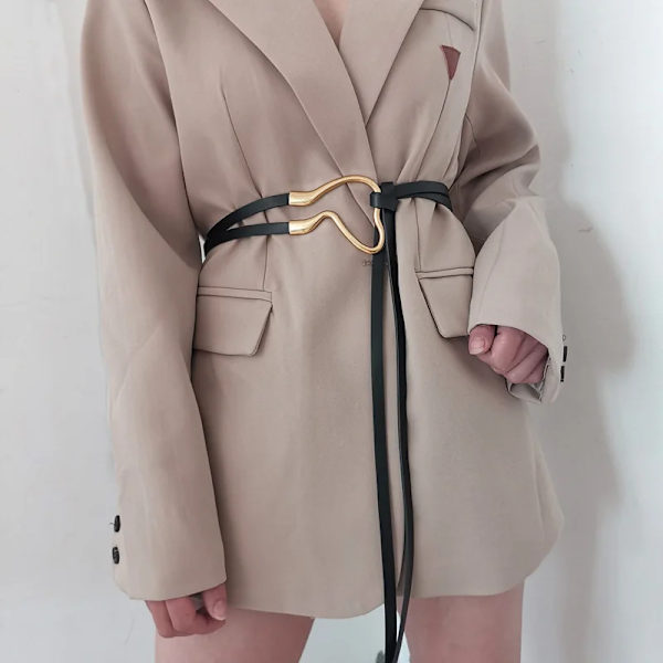 Nytt mode Läder Kvinnor Bälte Designer Metallspänne Midjerem Allmatch Dam Klänning Kappa Tröja Dekorativt knuten midjeband Styles 3 Black 120cm