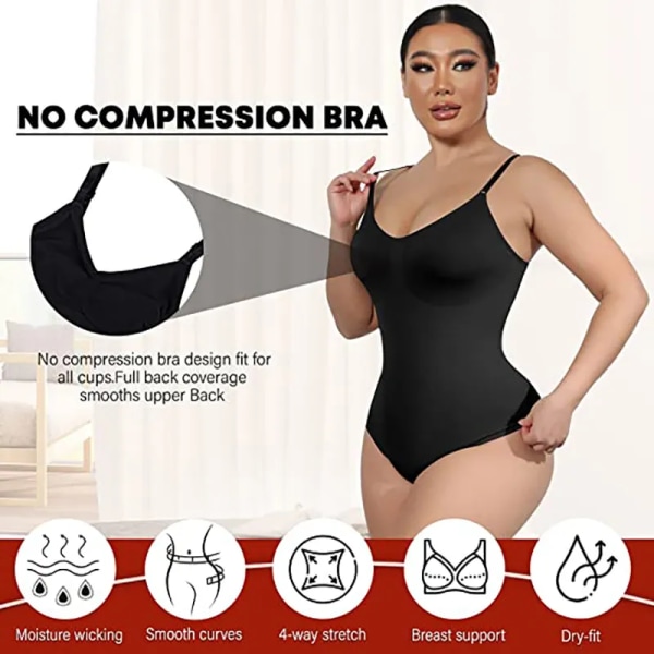 Sömlös bodysuit för kvinnor Magkontroll Shapewear | Sculpting Body Shaper Thong Dupes Shaping Tops Black 1 L