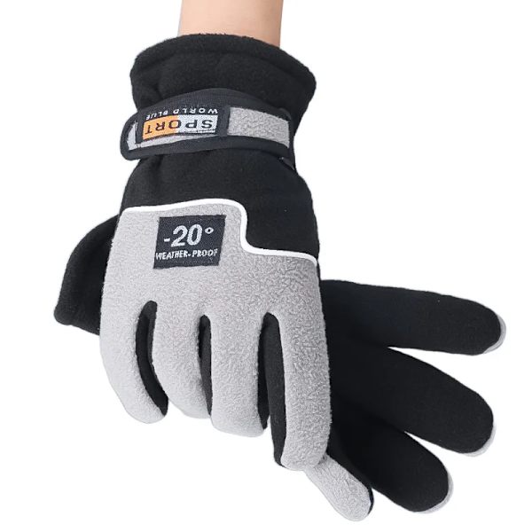 Män Vinter varm fleece thermal motorcykel thermal varma handskar Polar fleece vantar för män kvinnor snö sporthandskar A - Red