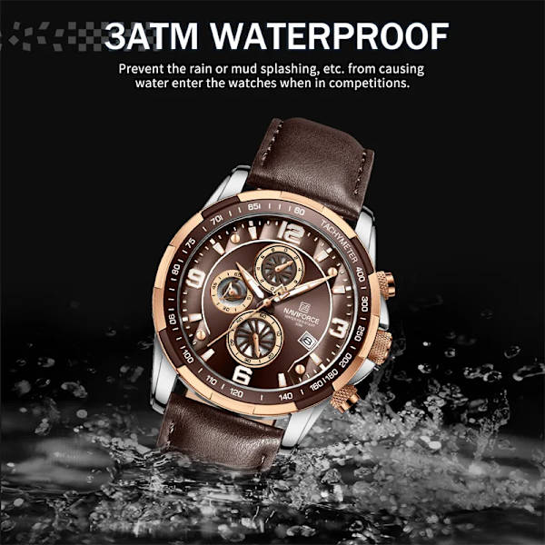 NAVIFORCE Luminous Hands Herrklockor Toppmärke Watch Vattentät Watch Herr Lyx Chronograph Quartz Herrklocka RGCEDBN-BOX