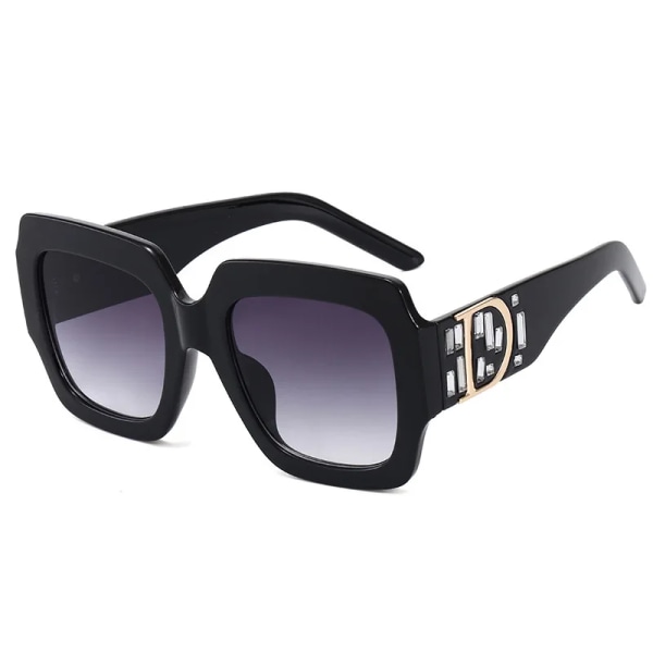 Square Diamond Rhinestone Solglasögon För Kvinnor Män Märkesdesign Klassisk Stor Ram Solglasögon Mode Retro Damer Man Glasögon Black As Show