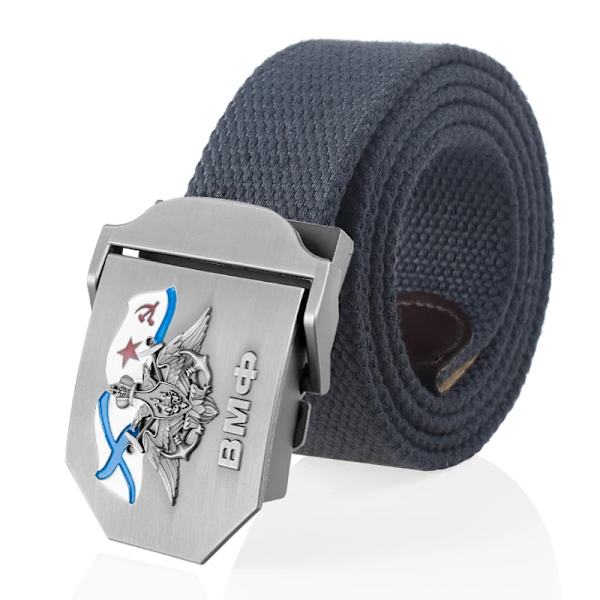 SupSindy Herr&Kvinnor Canvasbälte 3D rysk marinblå ВМФ Metallspänne Jeans Midjeband USSR Militärsoldater Taktiska bälten Mansrem Dark Grey 100cm