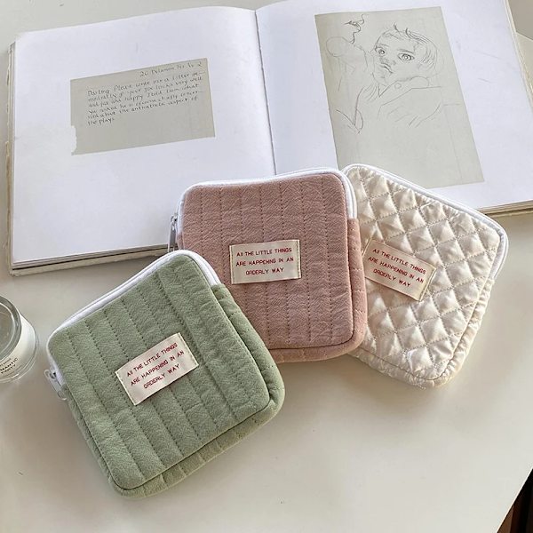 Förvaringspåsar för sanitetsbindor Bomull Söt Korea Myntväska Mynt Smycken Organizer Case Liten smink kosmetikapåsar Rabbit
