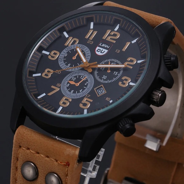 Watch för män Mode Enkelt affärsbälte Watch Herrklocka Watch Deep brown