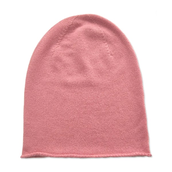 Kvinnor 30 % kashmir mössor Enkla solida mössor Rullfåll Hattblandningar Mjuk Tunn Stickad Mössa Ull Vinter Vår Varm Sömn Hårhuv Pink