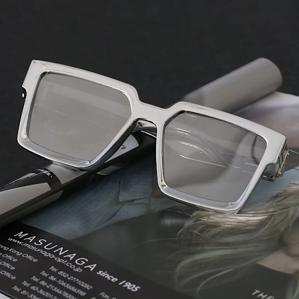 SHAUNA Retro fyrkantiga solglasögon Kvinnor Märke Designer Sommarstilar Godisfärger Mode Silver Spegelskärmar Män UV400 Grey Grey as the picture