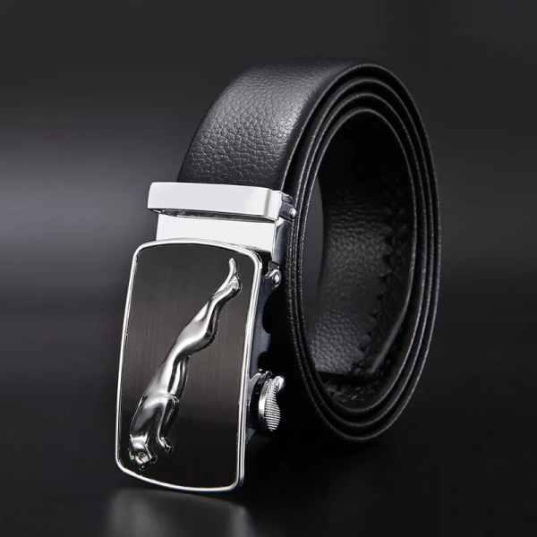 Herrbälte Metall Lyxigt märke Automatiskt läderspänne Högkvalitativt bälten för män Business Work Casual Strap ZDP001A Sliver Leopard A 100cm