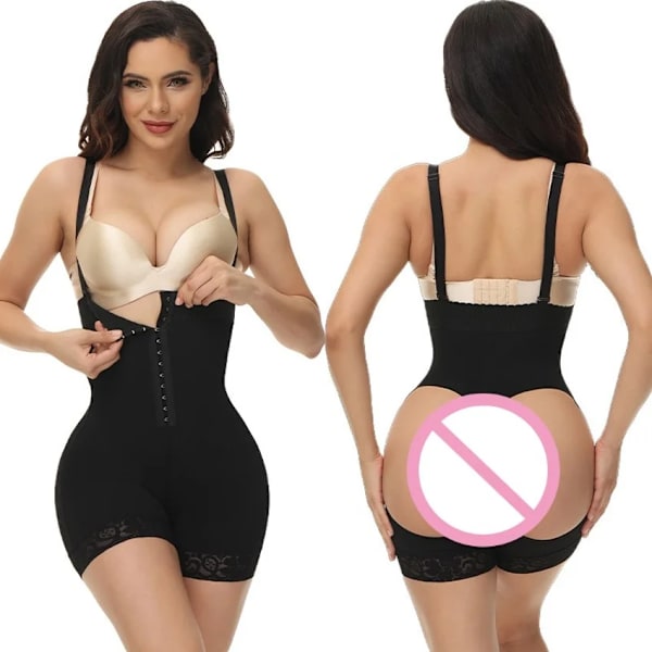 Body Binder Shaper Kvinna Bantning Slida Platt Mage Mage Kontroll Rumpa Lyfter Rumpa Höft Skims Body Helkropp Shapewear Black 4XL