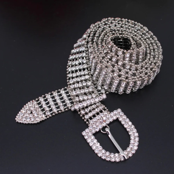 Damdiamant midjebälte med glänsande rhinestone Crystal Silver & Gold Sexigt tillbehör Belt B Gold 105CM