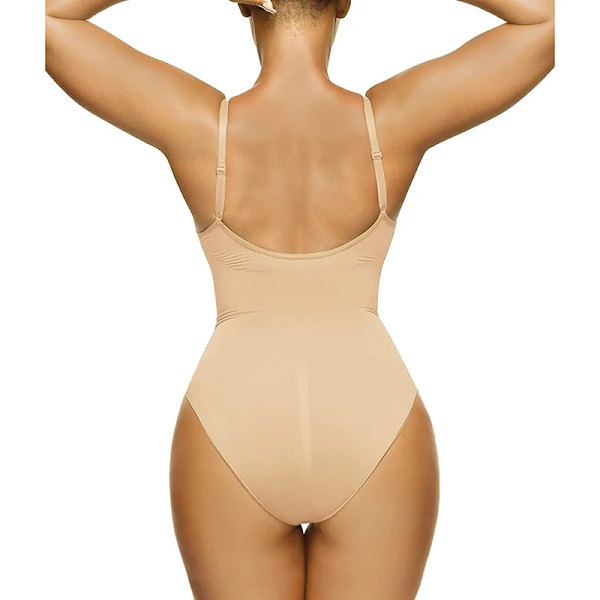 Nya Kvinnor V-hals Spaghetti Strap Bodysuits med Vadderade Body Suits Open Greet Shapewear Bantning Body Shaper Smidig ut Bodysuit same as picture(.237) L(.237)
