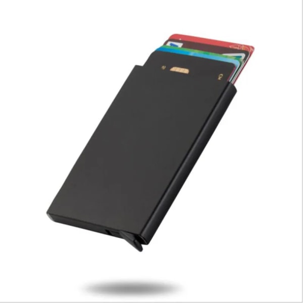 Stöldskydd smart plånbok tunn ID-kortshållare Unisex automatisk solid metall bank kreditkortshållare Business box Rose red