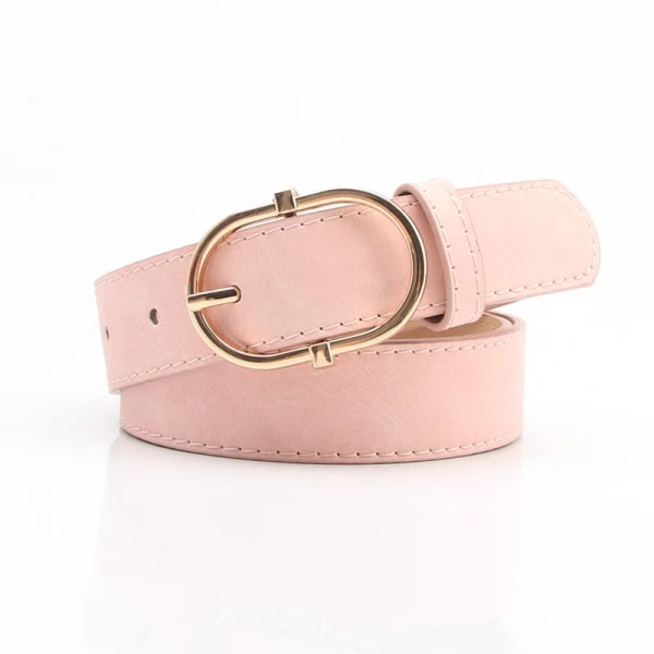 Nya Bälten för Kvinnor Enkelt Läder Guldspänne Matt Bälte Dam Jeans Klänning Byxor Midjeband Lyx Designer Märke Remmar Presenter pink 105x2.8 cm