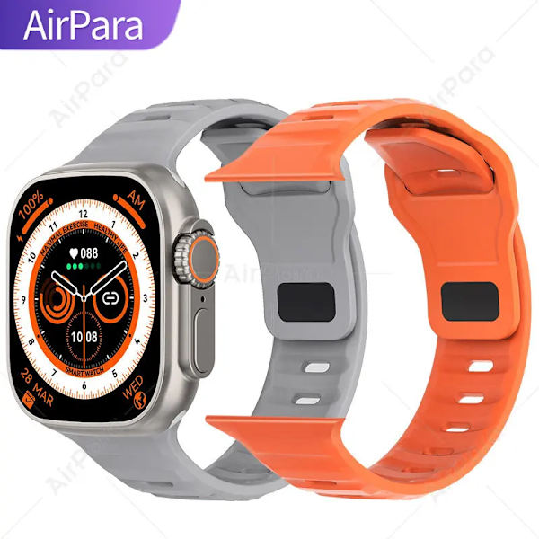 AirPara Smart Watch Ultra Bluetooth Call NFC Smartwatch Wireless Charge Health Monitor Herr Dam Fitness Watches Series 8 With Silicone Strap(.544)