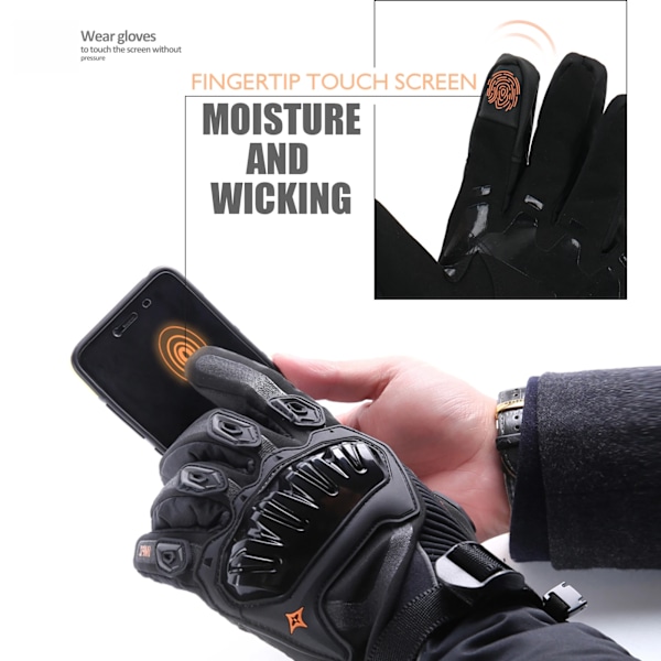 Iron Jia'S Vinter Motorcykelhandskar Varma Vattentäta Skyddande Guantes Moto Pekskärm Motorcykelkörning Motosiklet Eldiveni AXE02-Black XL