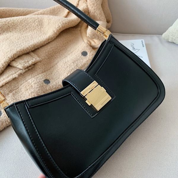 VÄNSTERSIDA Axelväskor för kvinnor Enfärgad PU-läder Trend Lock Handväskor Liten handväska Hand Dam Designer Dragkedja Clutch Red 25cmx16mx7cm