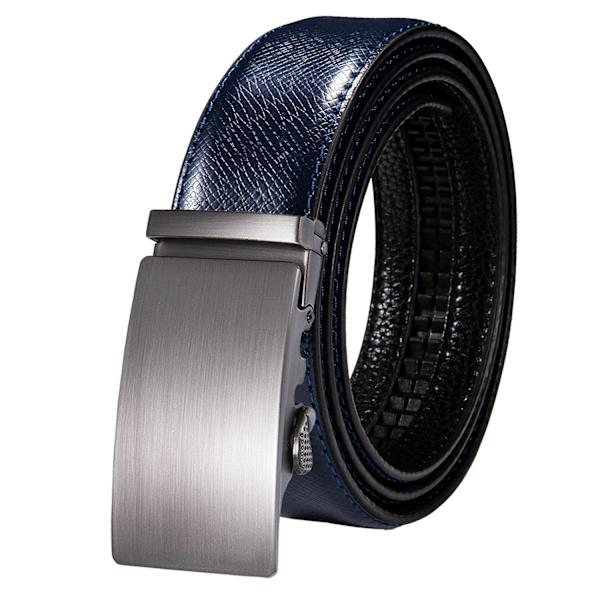 Högkvalitativt märke herrbälten blå koläder Automatiska spännen Spärr midjeband Bälte för män Klänning Jeans Kostym Byxor Present 2175DME 110cm