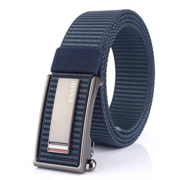 Nytt mode herrbälte Toppkvalitet Bekväma nylon för män Metall Automatiskt spänne Ung Canvas Taktisk designerbälte Blue Belt B 120cm Adjustable