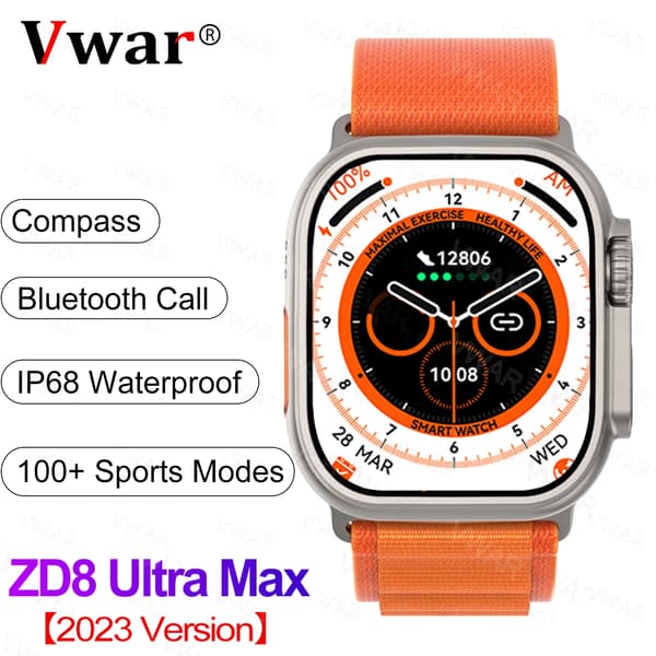 Vwar ZD8 Ultra Max Plus Smartwatch Kompas 2.2 \" Black
