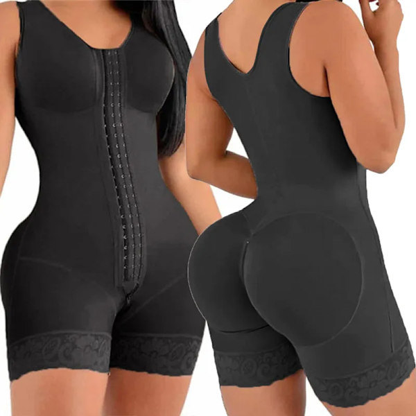 Fajas Colombianas Post-kirurgi Shapewear Högkompression bantningsbälte Kvinnor Platt mage Butt Lifter Kroppsformare Dragkedja Greken Beige M