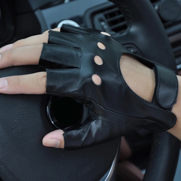 Fingerlösa motorcykelhandskar i läder Cykel Motocross Gym Mtb Taktiska arbetshandskar Körhandskar Herr Skyddsutrustning Moto Utrustning Brown L