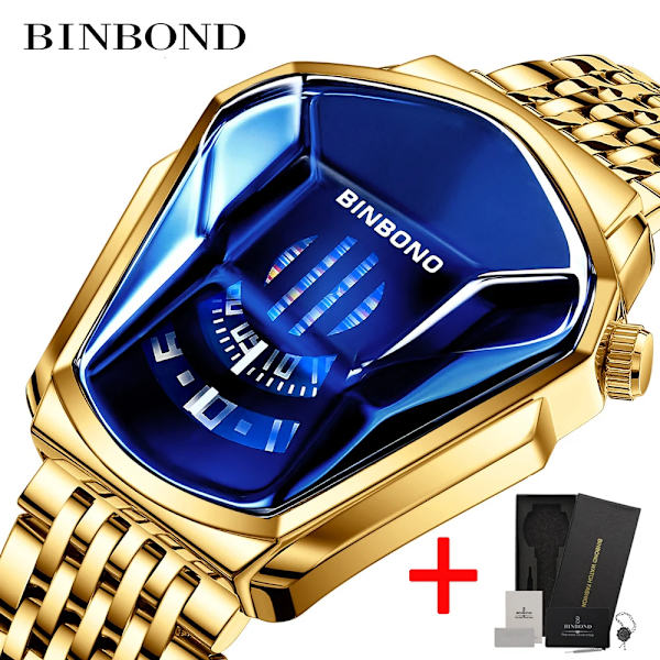 2021 Ny design Toppmärke Lyx Män Sport Vattentät Watch 3D Glas Quartz Klockor Man Klocka Armbandsur Casual Chronograph gold