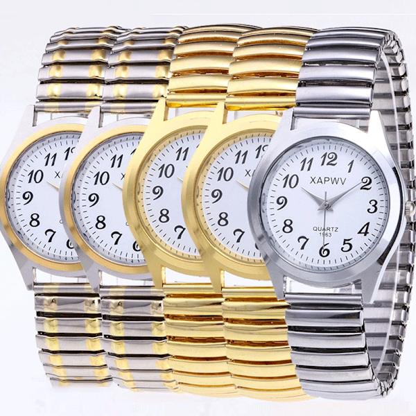 Mode Armbandsur Herr Kvinnor Kvarts Flexibelt elastiskt band Enkel Casual Klänning Watch Woman(.395)