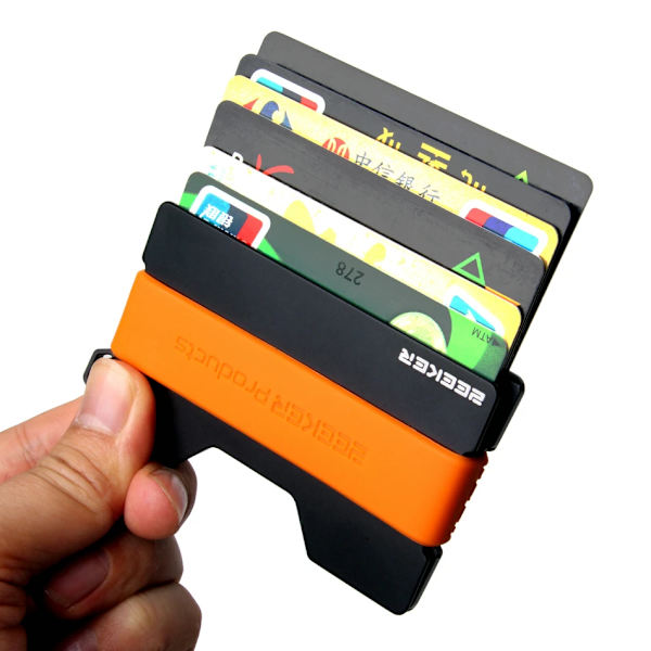 Ny tunn metallplånbok med nyckel/myntförvaring Rfid-blockerande korthållarplånbok för män och kvinnor Gray