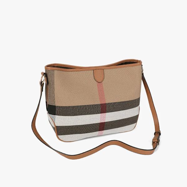 FASHION KISDS Ny Canvas + PU Damväskor Lyxiga plädväskor Läderhandväskor Högkvalitativ Canvas Damaxelväskor Dark Brown