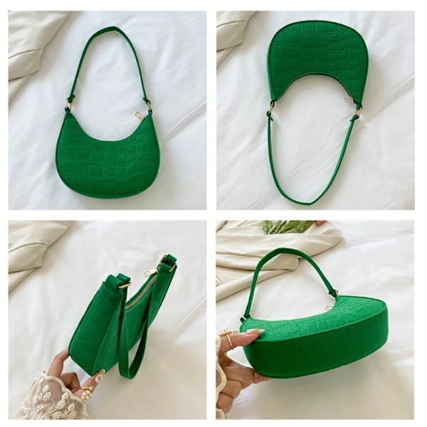 Mode Kvinnor Handväska Enfärgad Casual Mini Underarm Väska Kvinna Grön Kedja Axelväska Dam Läder Tote Bag Khaki shoulder bag