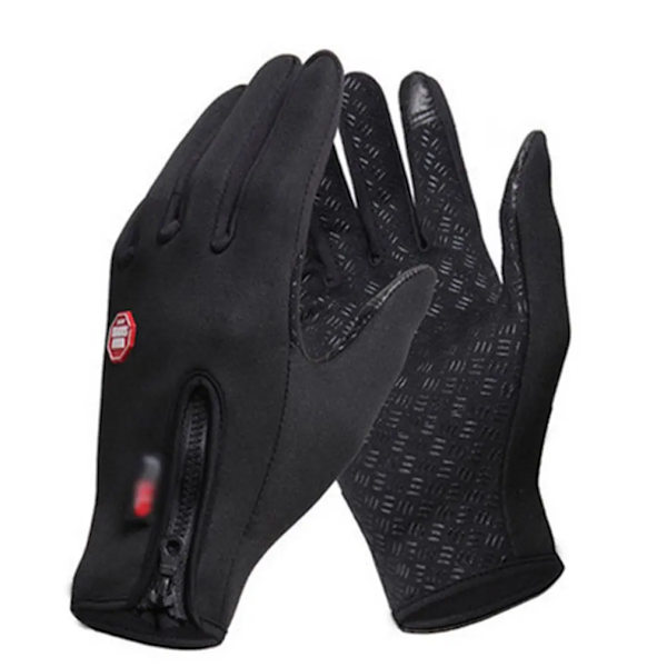 Cykelhandskar Herr och Dam Fleece Vindtät Varma Touch Screen Handskar Utomhus bergsklättring Skidkörning Dragkedja Handskar black M