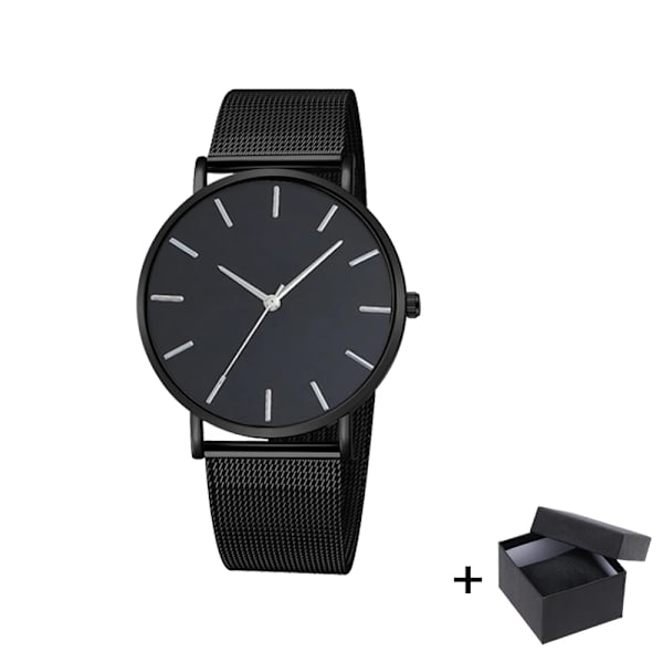 Watch 2022 Lyxmode Enkel Armbandsur Läder Guld Urtavla Casual Man Brecalet Quartz Clock Vip-länk för droppe 568 Black silver