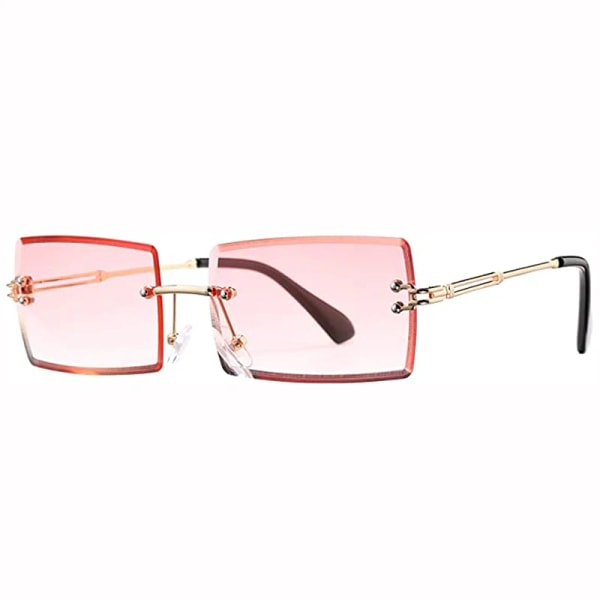 Nya båglösa rektangulära solglasögon för kvinnor Trendiga ramlösa fyrkantiga solglasögon för män Ultralätt UV400-glasögon unisex C5 Gradient Pink MULTI