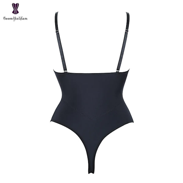 Kroppsformare för kvinnor Kompressionsbody i ett stycke rygglös formkläder med behå Korsett smal midja under klänning Underkläder Black XL