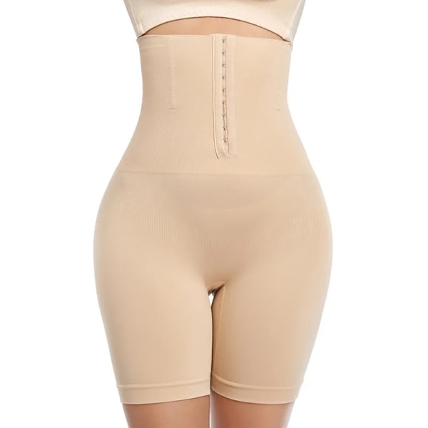 Kvinnor Butt Lifter Shapewear Underkläder Set Bodysuit Trosa Waist Trainer Shaper Curve Magkontroll Bantning Trosor med hög midja Beige 4XL