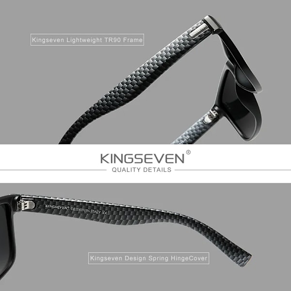 Äkta KINGSEVEN Brand Square Retro Gradient Polarized Solglasögon Dam Män Kolfibermönster Design Utomhussportglasögon Leopard Brown